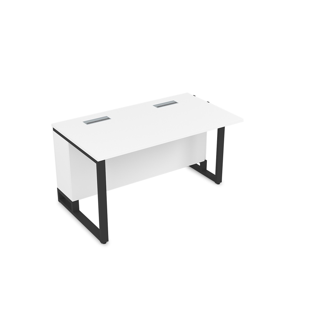 Стол прямой бенч, начальный модуль Алсав Саммит 1400*800*750 Алсав Саммит Белый Премиум/Металл Черный
