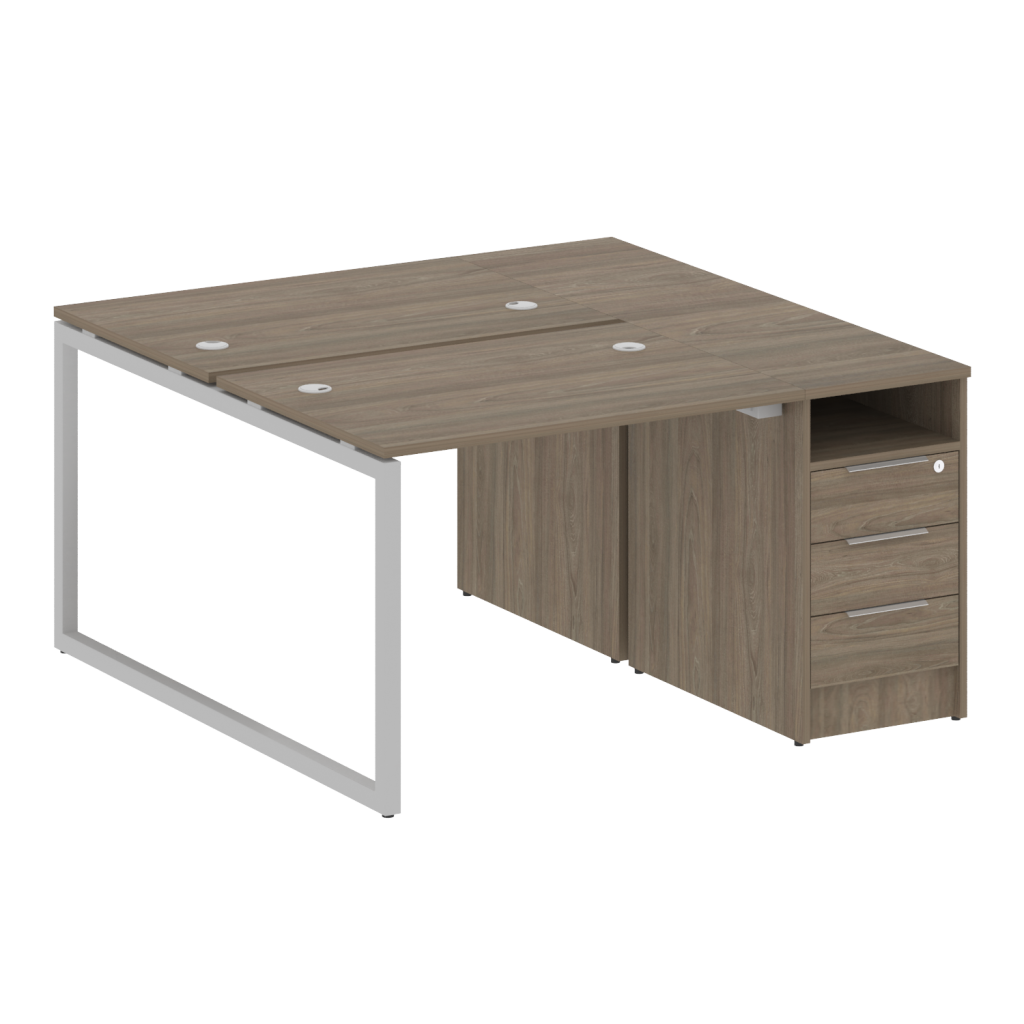 Рабочая станция на 2 рабочих места с опорной тумбой Метал Систем Куатро 1412*1475*750 Метал Систем Куатро Вяз Благородный