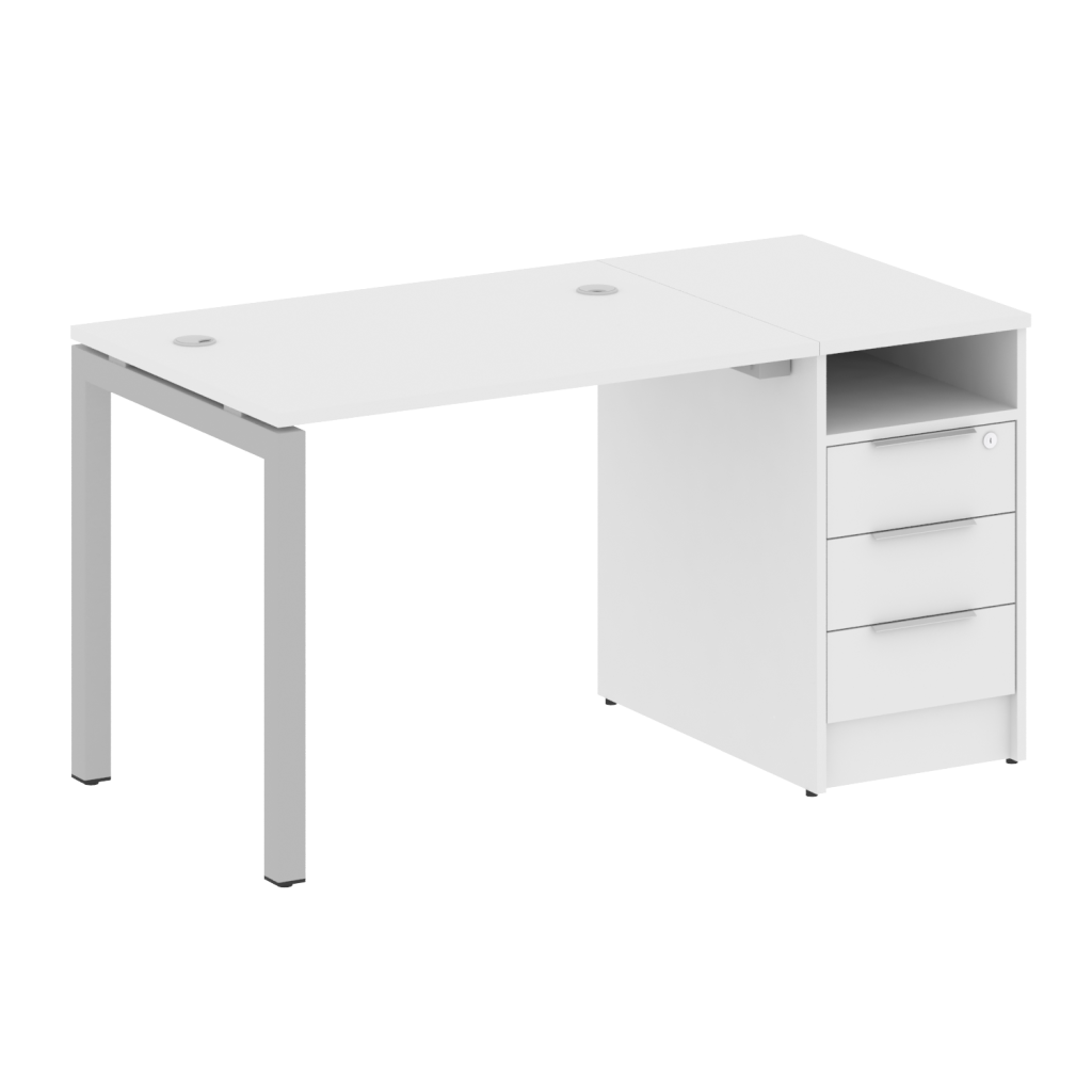 Рабочая станция с опорной тумбой Метал Систем Куатро 1412*720*750 Метал Систем Куатро Белый