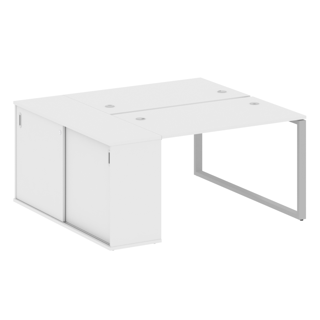 Бенч-система на 2 рабочих места с опорным шкафом-купе Рива Метал Систем 1610*1475*750 Рива Метал Систем Белый