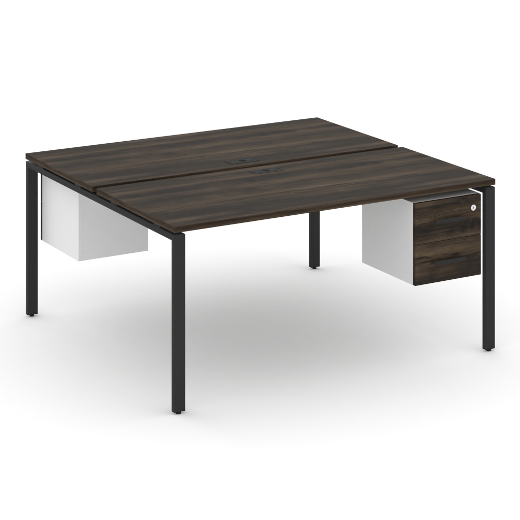 Рабочая станция двух сторонняя с подвесными тумбами на 2 места Концепт 1580*1480*750 Концепт Дуб Мали/Черный металл